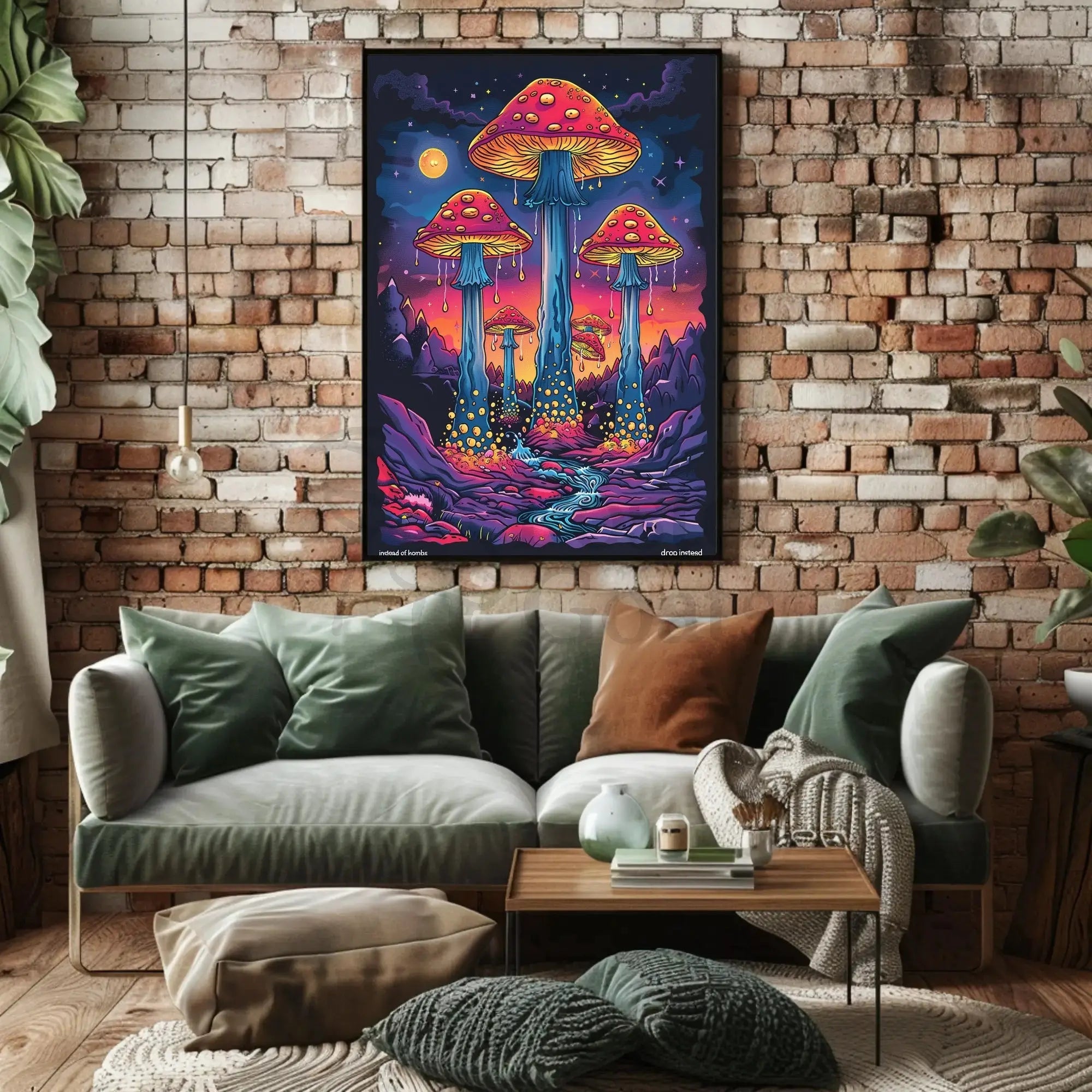 Surreal Peaceful Mushroom Fantasy Political or Propaganda Poster PosterGoat