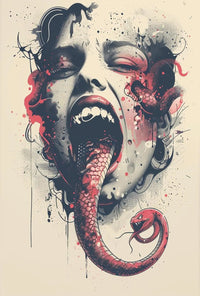 Surreal Snake Transformation Artistic Poster PosterGoat