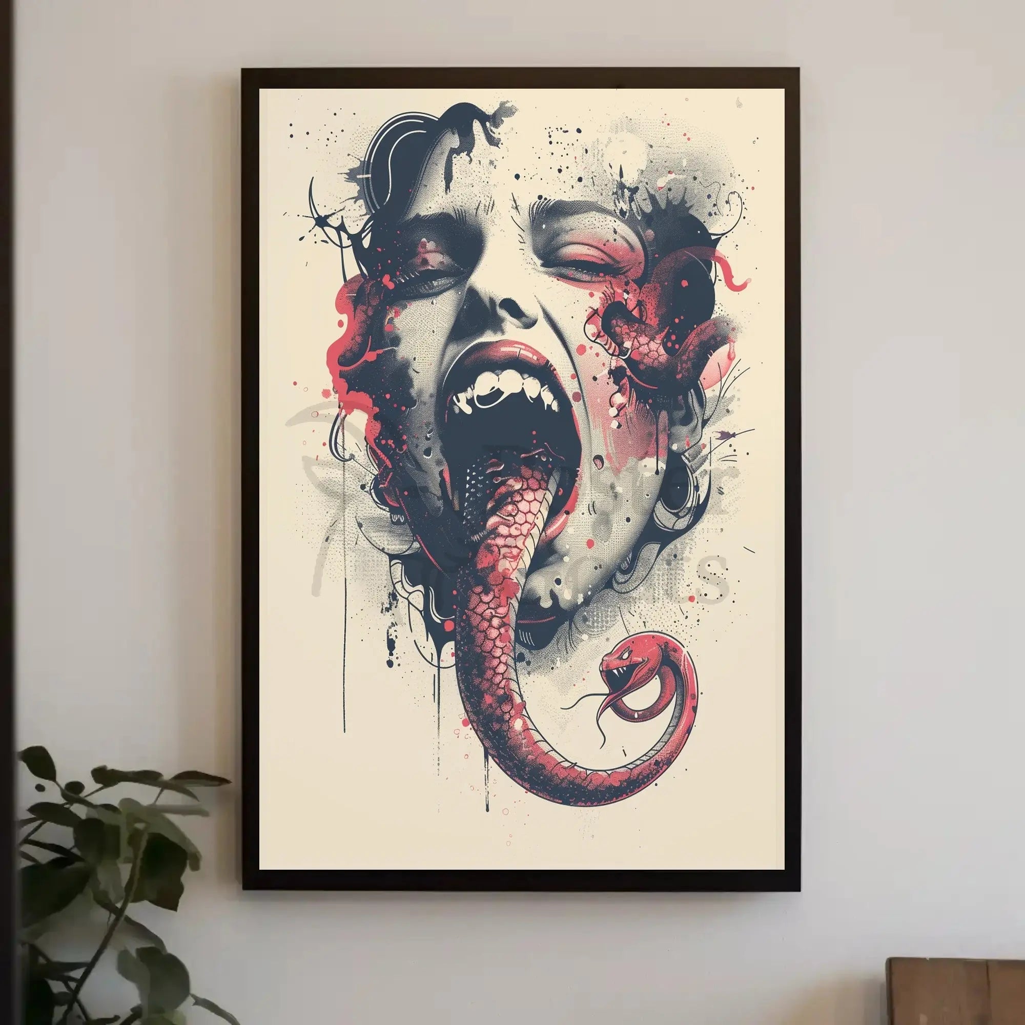 Surreal Snake Transformation Artistic Poster PosterGoat