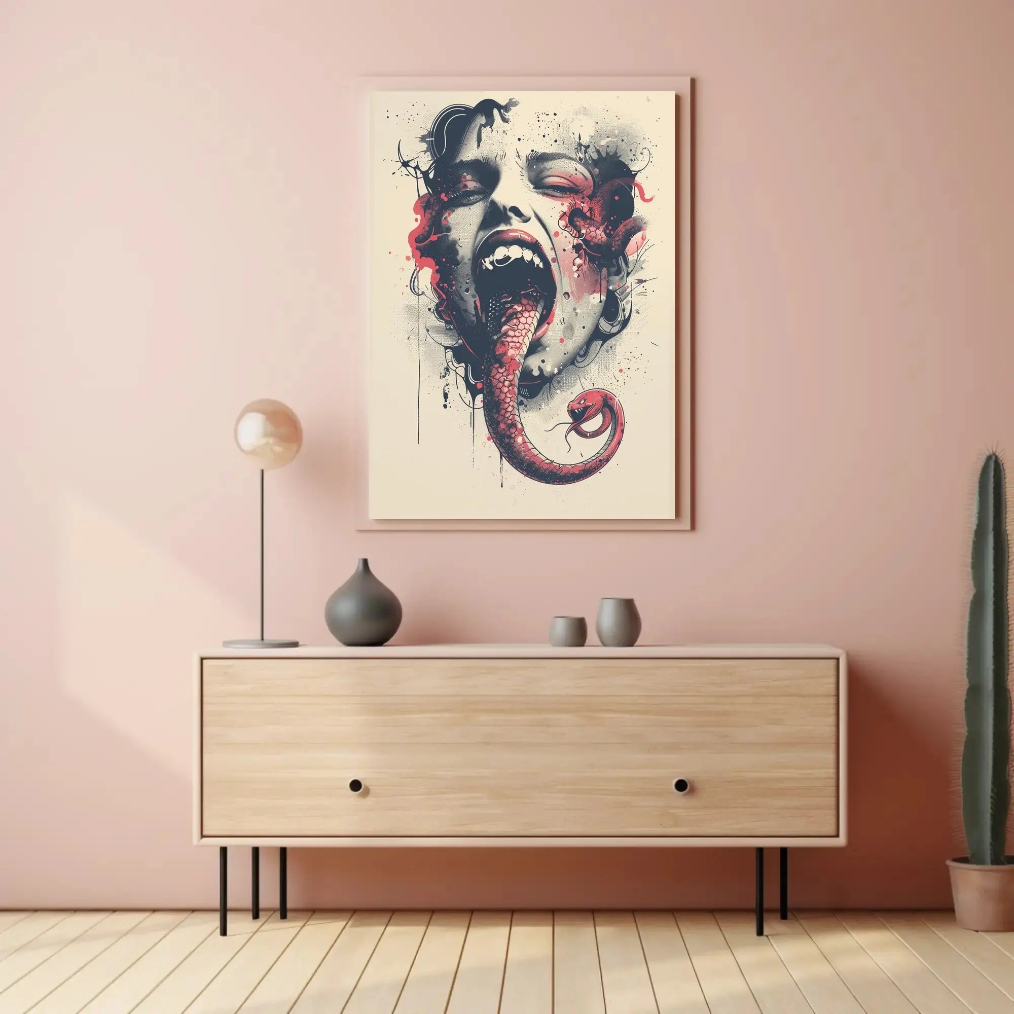 Surreal Snake Transformation Artistic Poster PosterGoat