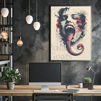 Surreal Snake Transformation Artistic Poster PosterGoat