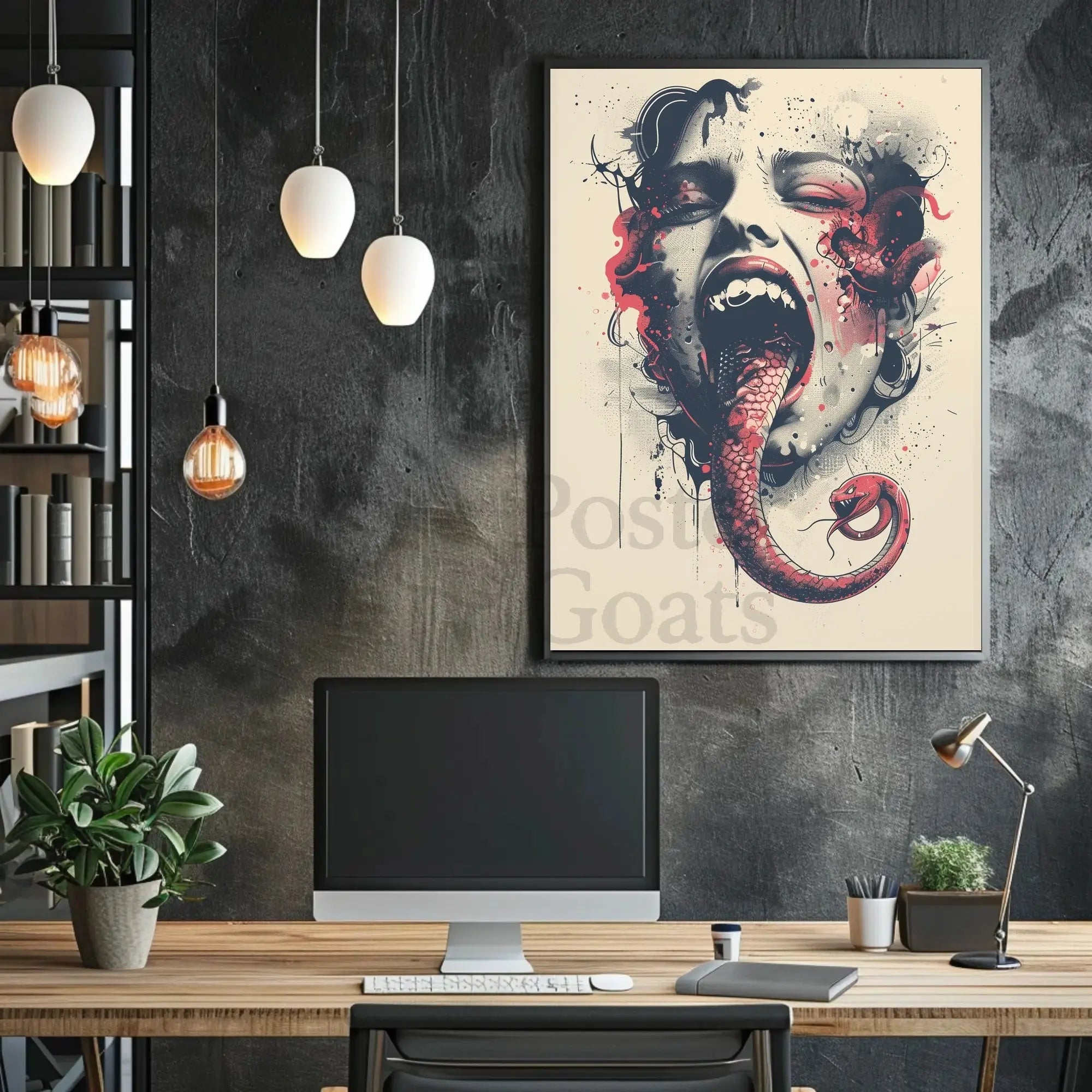 Surreal Snake Transformation Artistic Poster PosterGoat