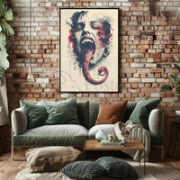 Surreal Snake Transformation Artistic Poster PosterGoat