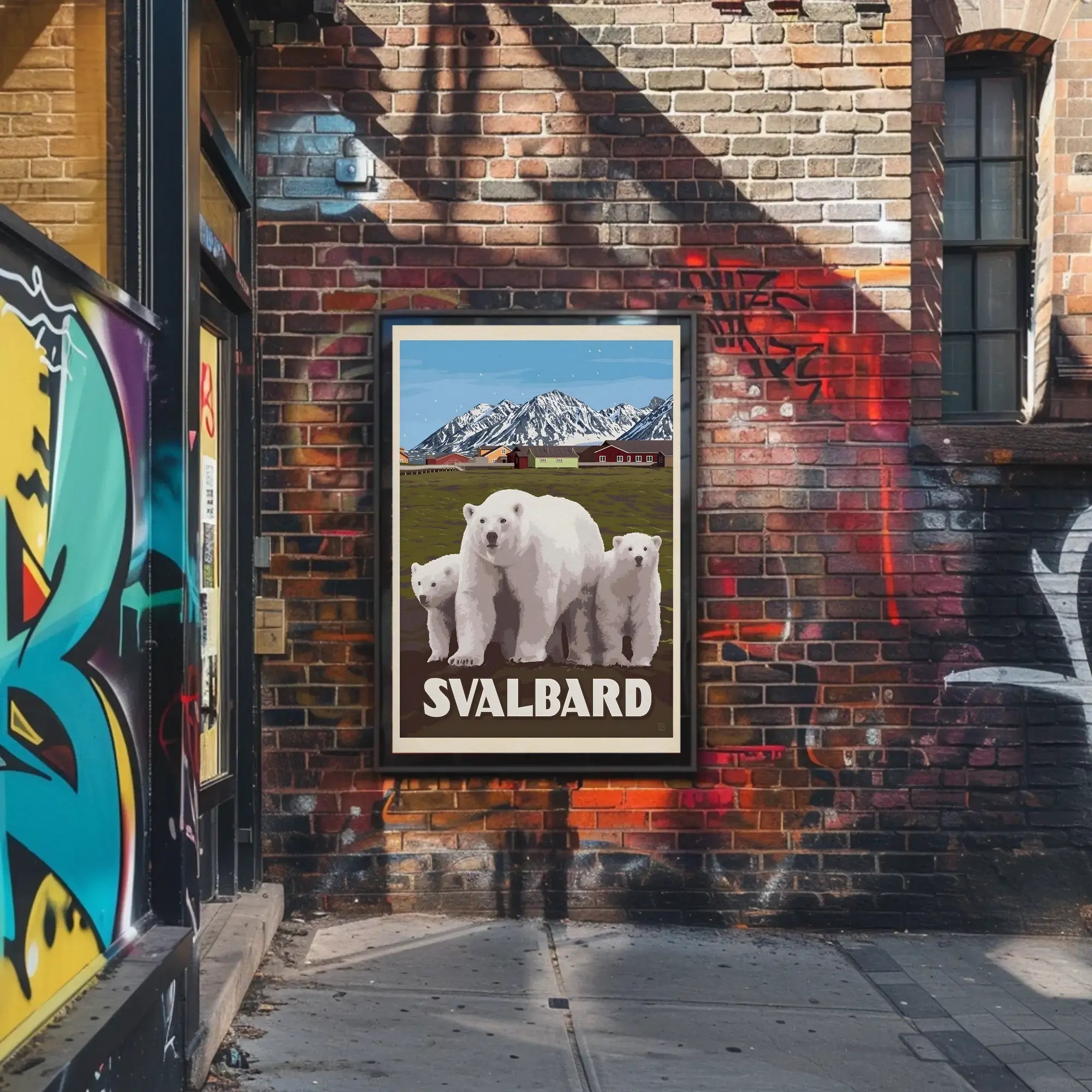 Svalbard Polar Bears Vintage Travel Poster PosterGoat