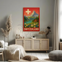 Switzerland Vintage Scenic Landscape Travel Poster PosterGoat