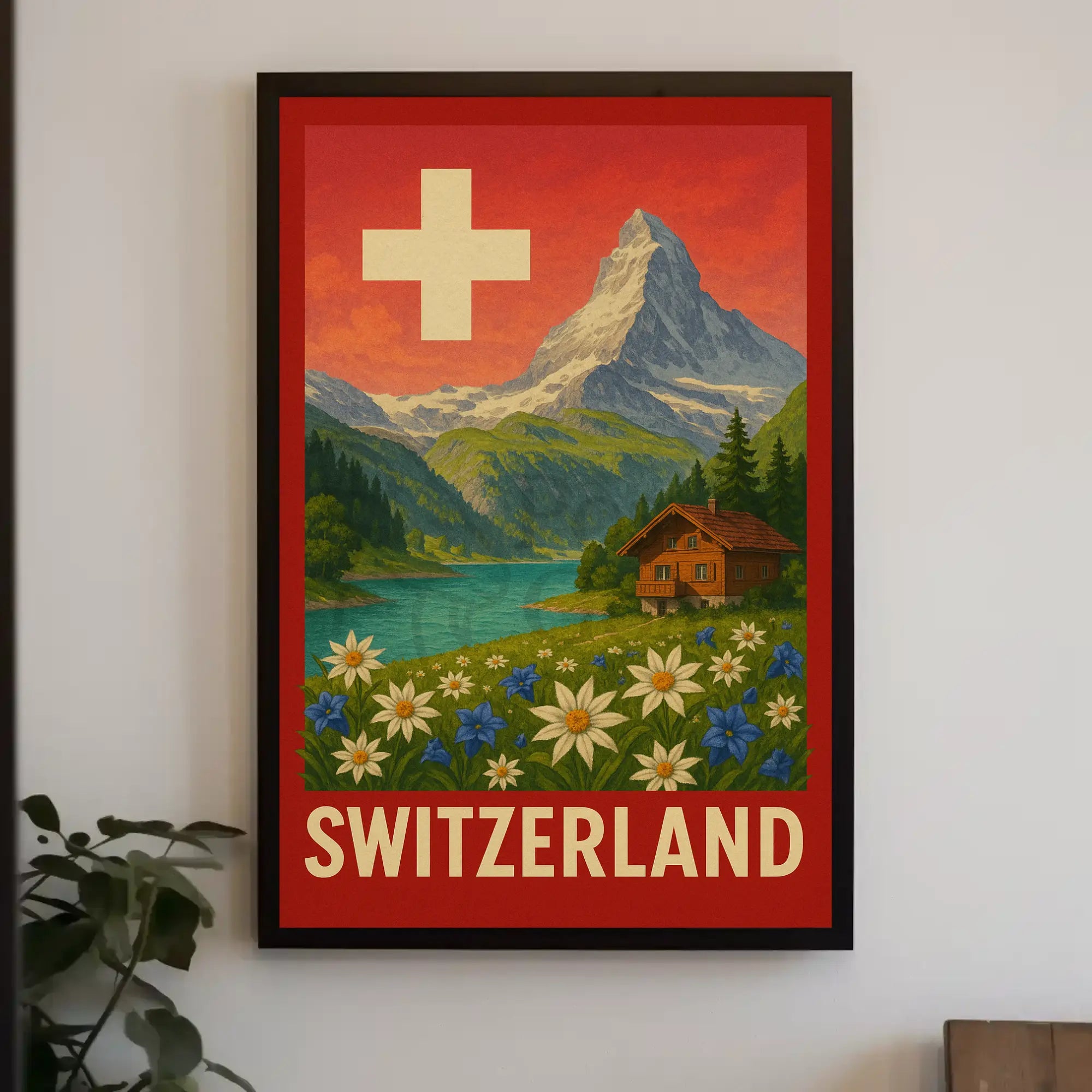 Switzerland Vintage Scenic Landscape Travel Poster PosterGoat