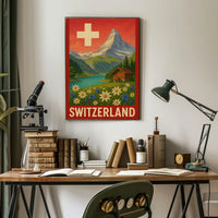 Switzerland Vintage Scenic Landscape Travel Poster PosterGoat
