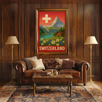 Switzerland Vintage Scenic Landscape Travel Poster PosterGoat