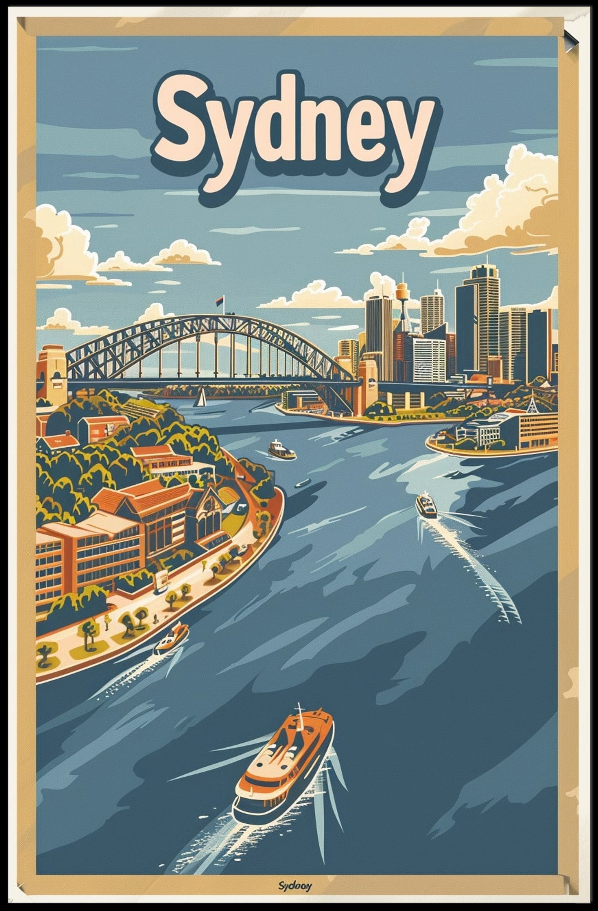 Sydney Cityscape Adventure: Vintage Travel Poster PosterGoat