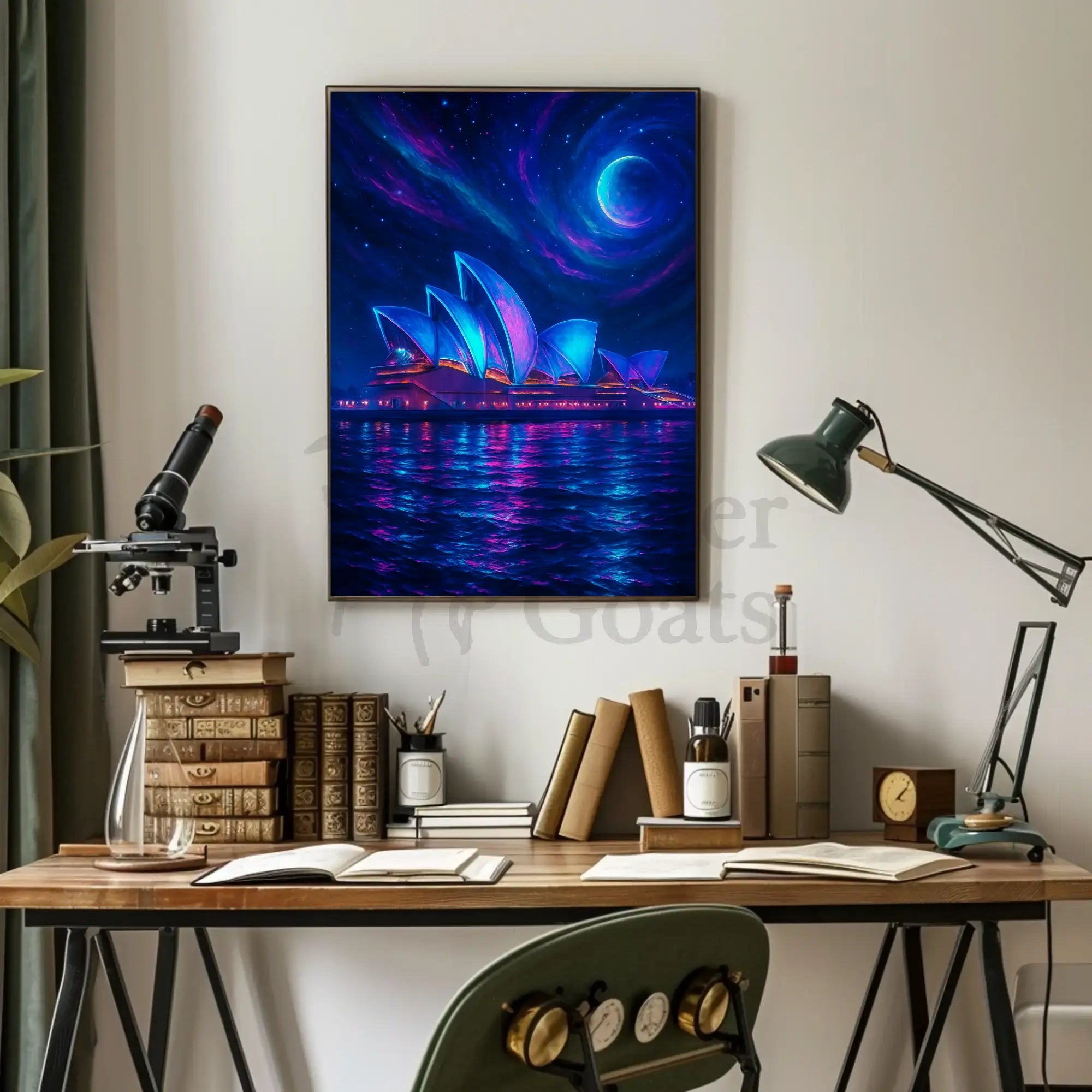 Sydney Opera House Cosmic Dreamscape Futuristic Sci-Fi Poster PosterGoat