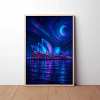 Sydney Opera House Cosmic Dreamscape Futuristic Sci-Fi Poster PosterGoat