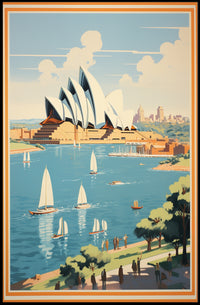 Sydney Opera House Retro Travel Art Poster PosterGoat