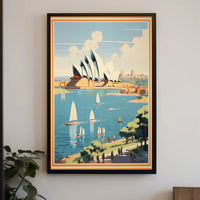Sydney Opera House Retro Travel Art Poster PosterGoat