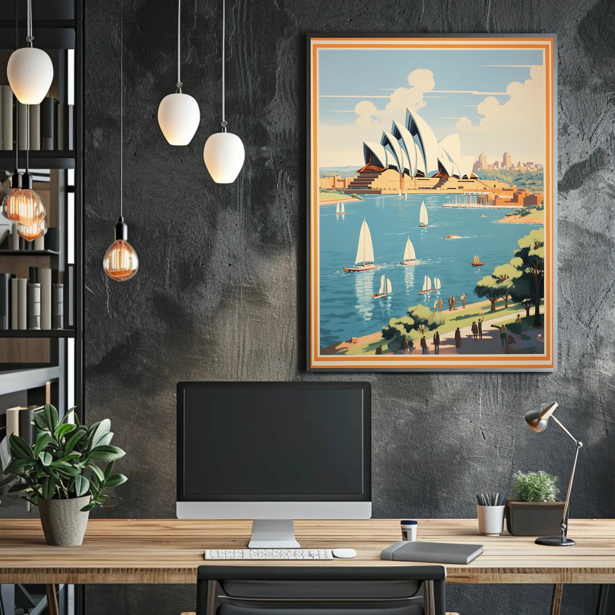 Sydney Opera House Retro Travel Art Poster PosterGoat