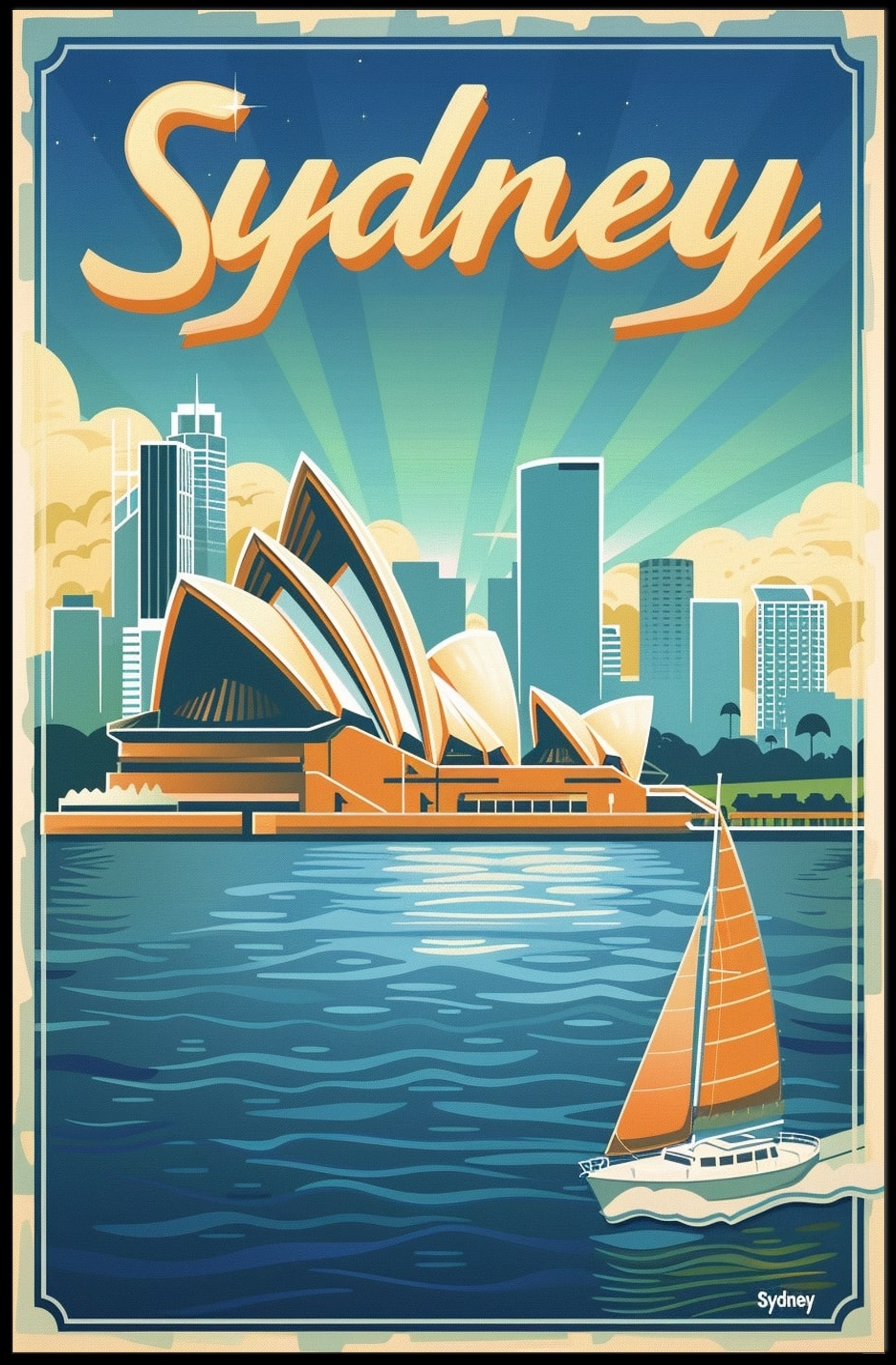 Sydney Opera House Travel Poster PosterGoat