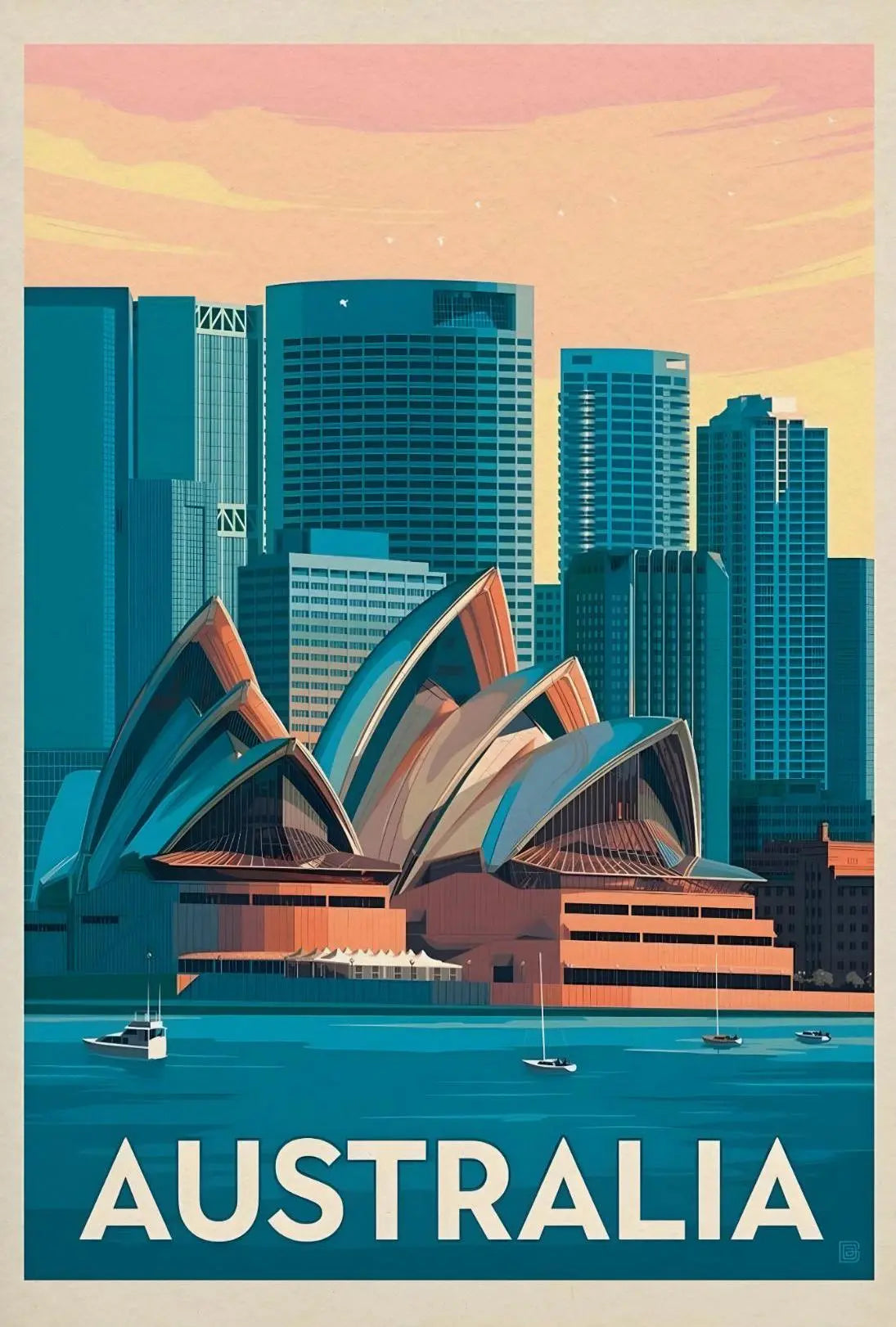 Sydney Opera House Vintage Travel Poster PosterGoat