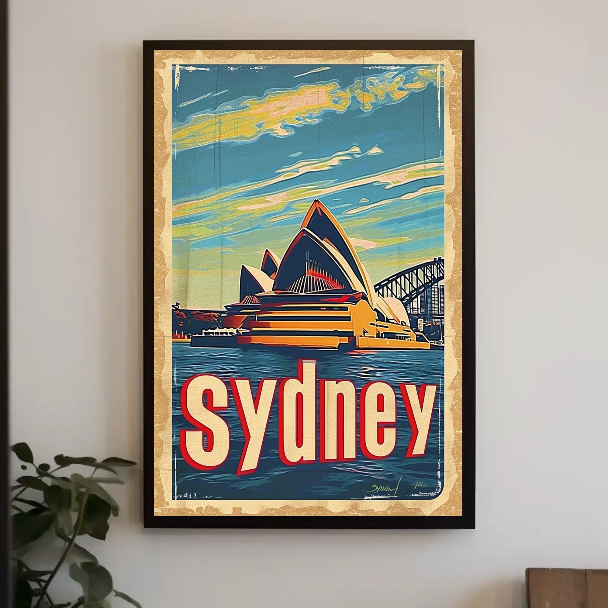 Sydney Skyline Vintage Travel Art: Urban Cityscape Poster PosterGoat