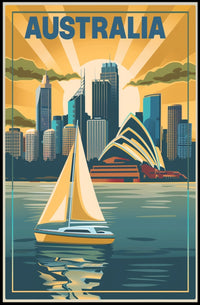 Sydney Skyline Vintage Travel Poster PosterGoat