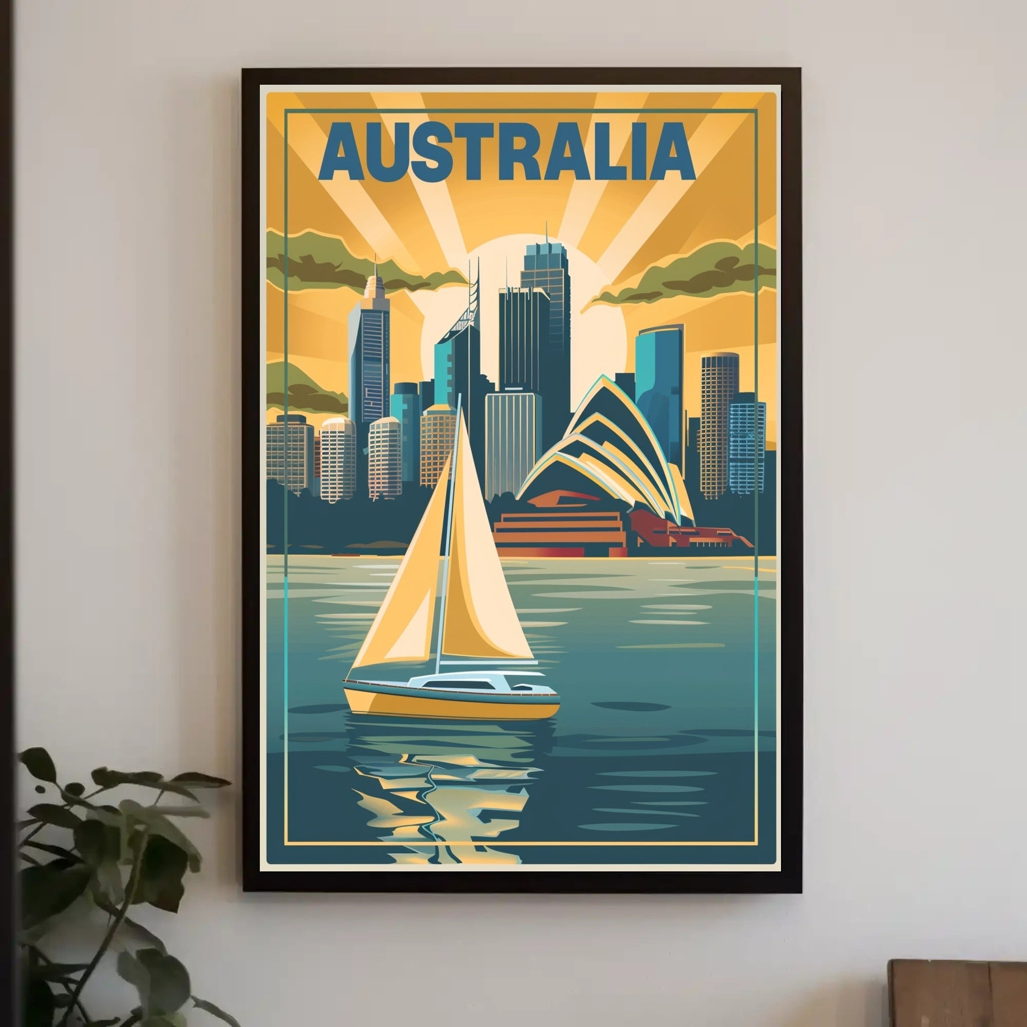 Sydney Skyline Vintage Travel Poster PosterGoat