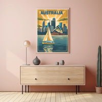 Sydney Skyline Vintage Travel Poster PosterGoat