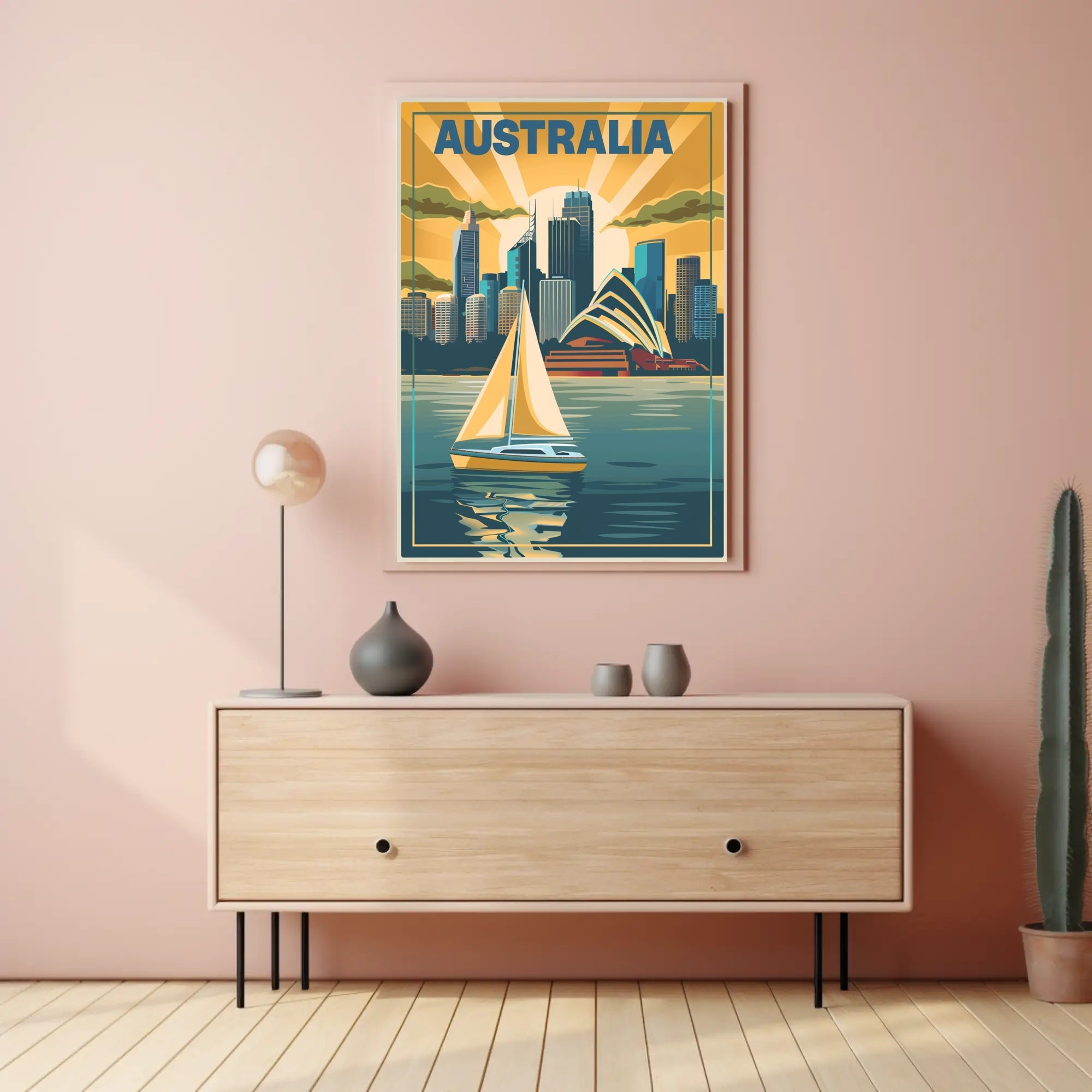 Sydney Skyline Vintage Travel Poster PosterGoat