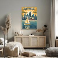 Sydney Skyline Vintage Travel Poster PosterGoat