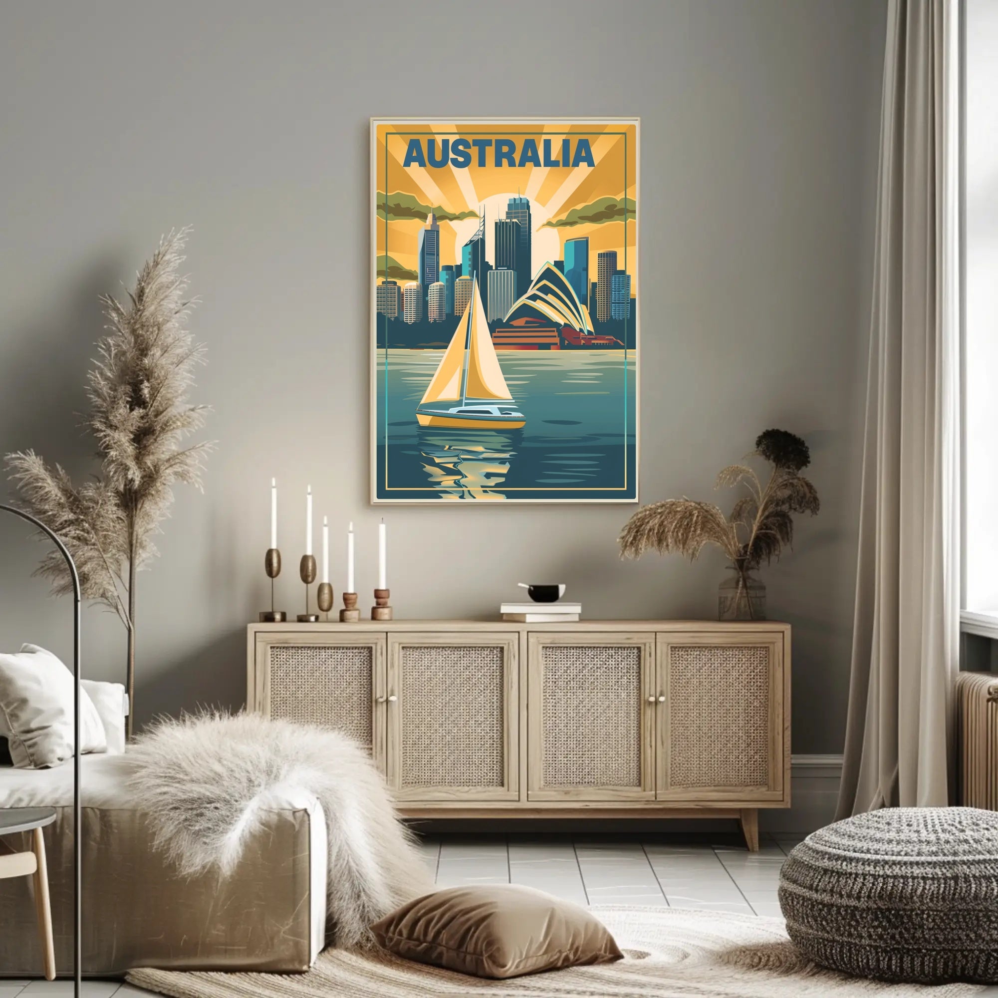 Sydney Skyline Vintage Travel Poster PosterGoat