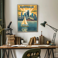 Sydney Skyline Vintage Travel Poster PosterGoat