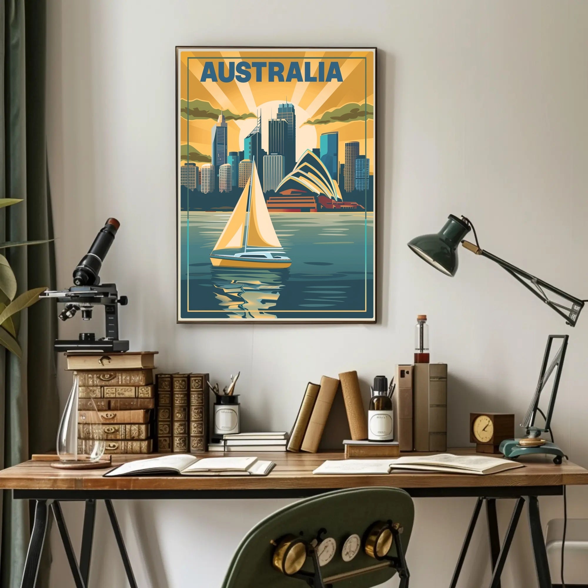 Sydney Skyline Vintage Travel Poster PosterGoat