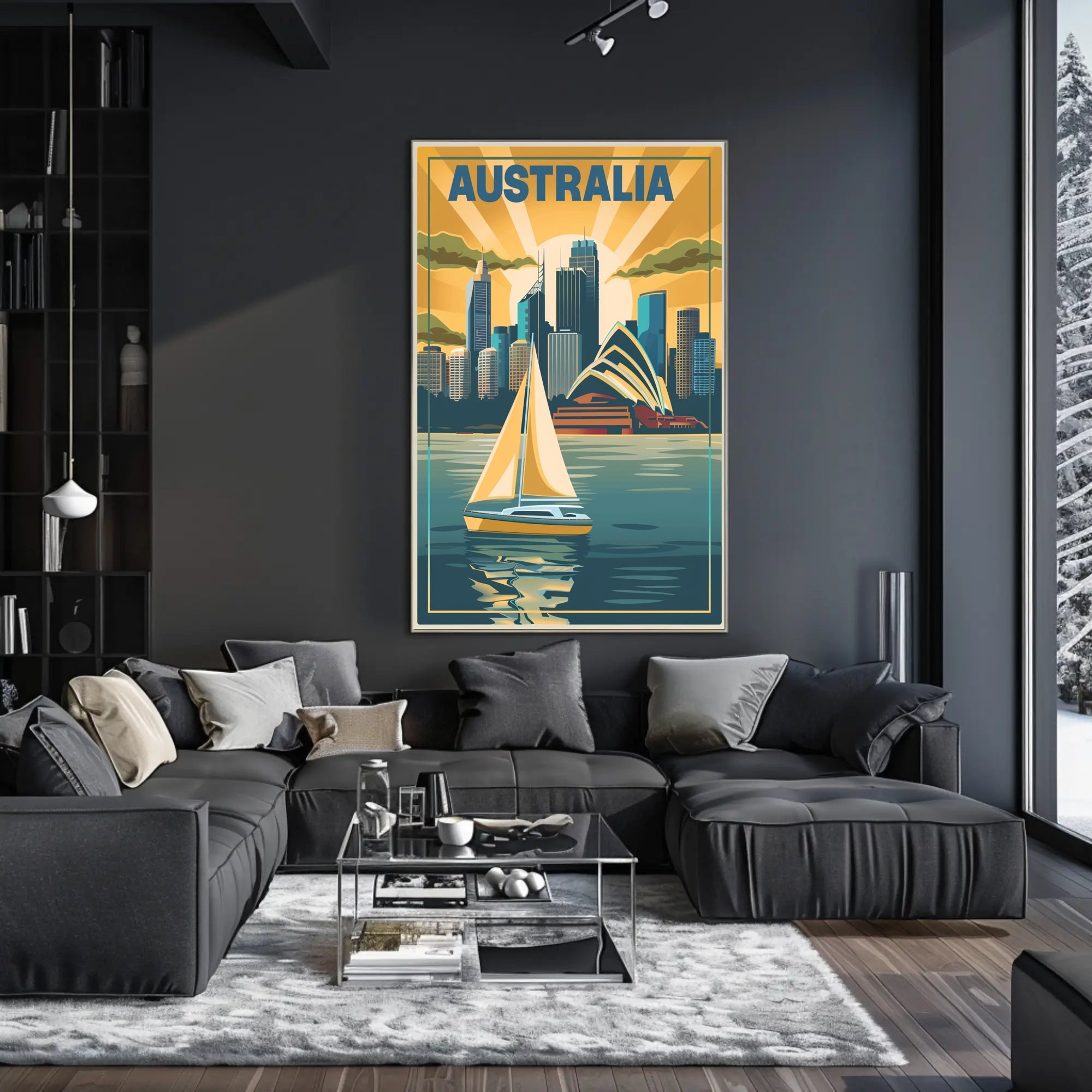 Sydney Skyline Vintage Travel Poster PosterGoat
