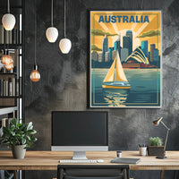 Sydney Skyline Vintage Travel Poster PosterGoat