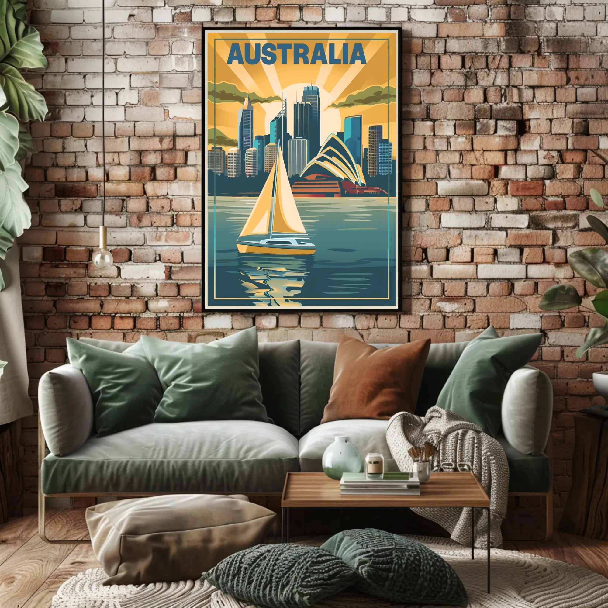 Sydney Skyline Vintage Travel Poster PosterGoat