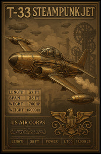 T-33 Steampunk Jet Poster PosterGoat