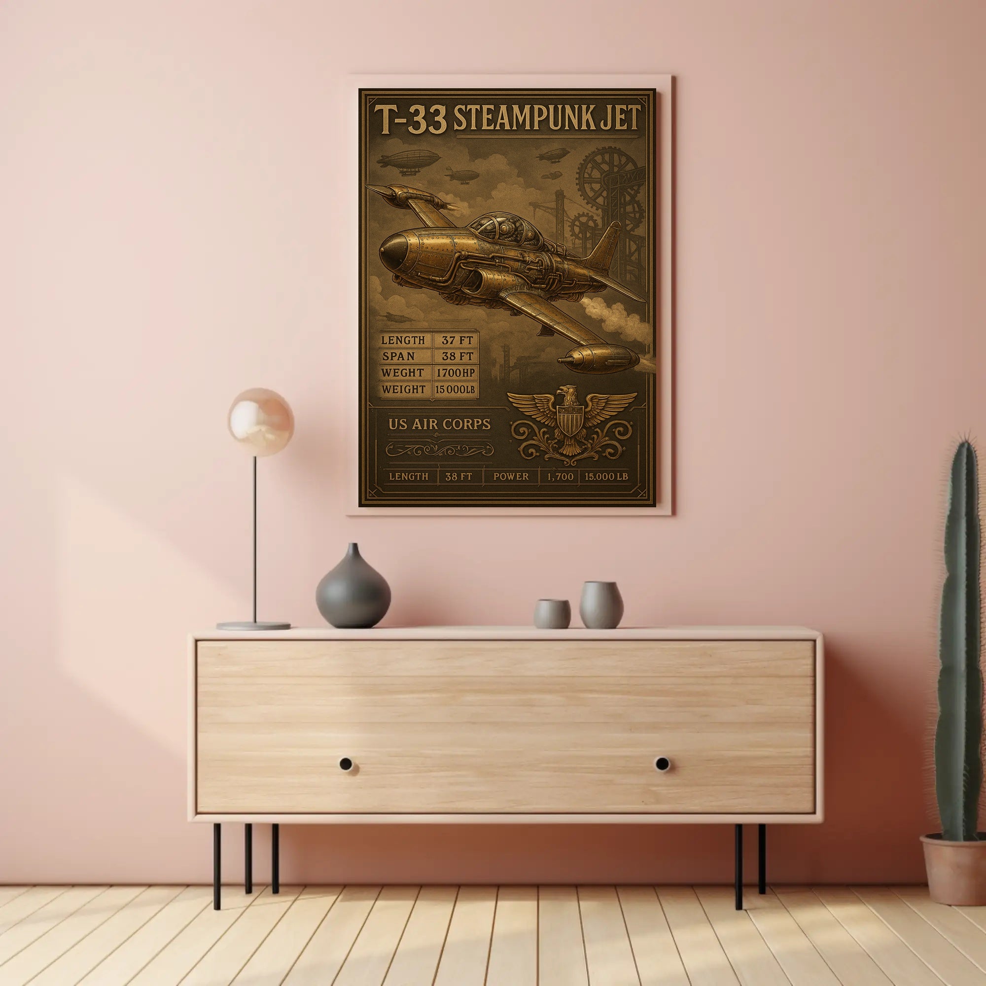 T-33 Steampunk Jet Poster PosterGoat