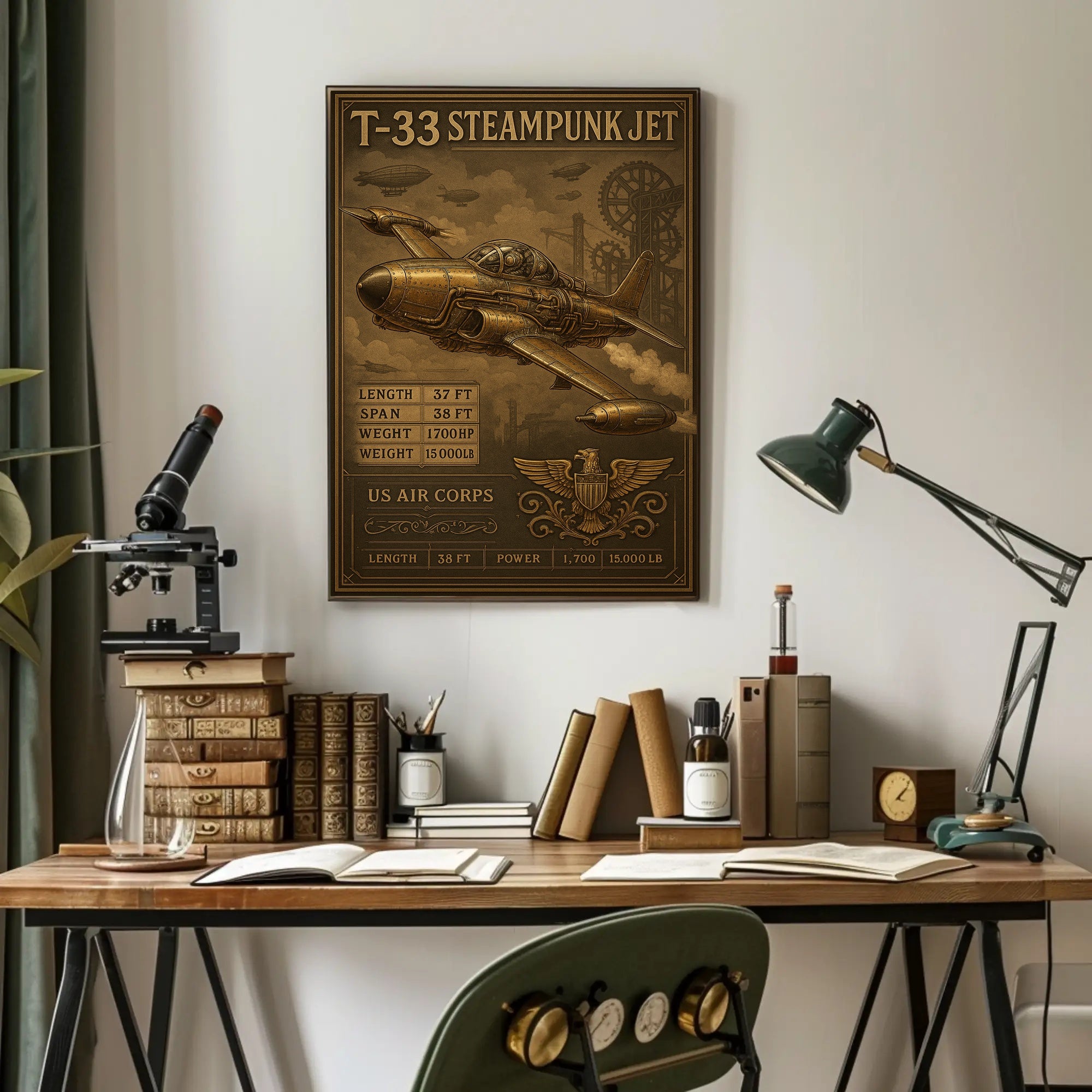 T-33 Steampunk Jet Poster PosterGoat