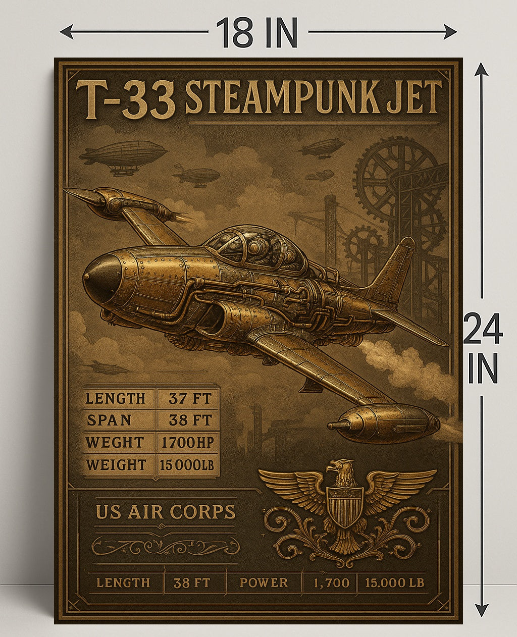 T-33 Steampunk Jet Poster PosterGoat
