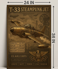 T-33 Steampunk Jet Poster PosterGoat