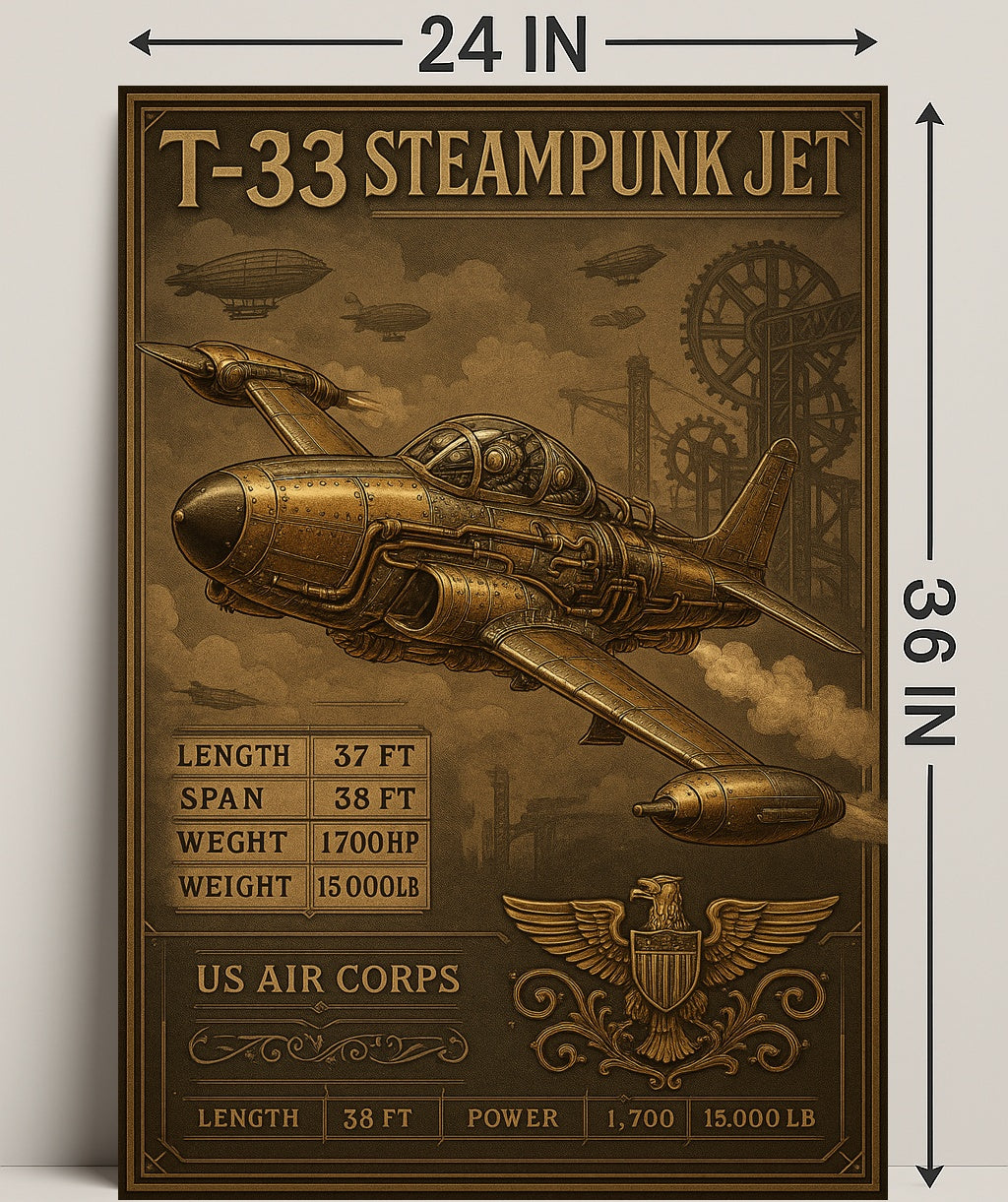 T-33 Steampunk Jet Poster PosterGoat