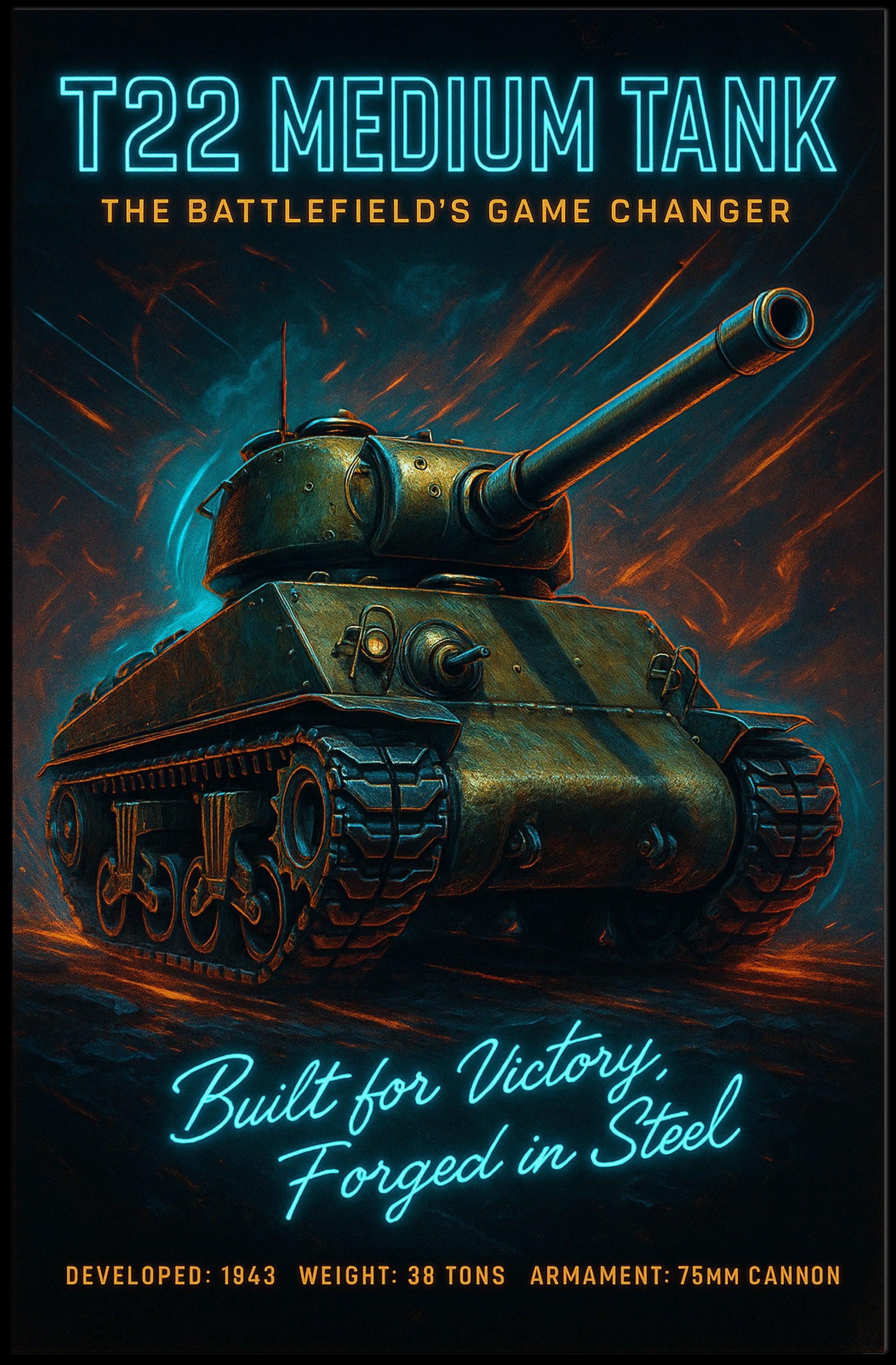 T22 Medium Tank The BattlefieldS Game Poster PosterGoat