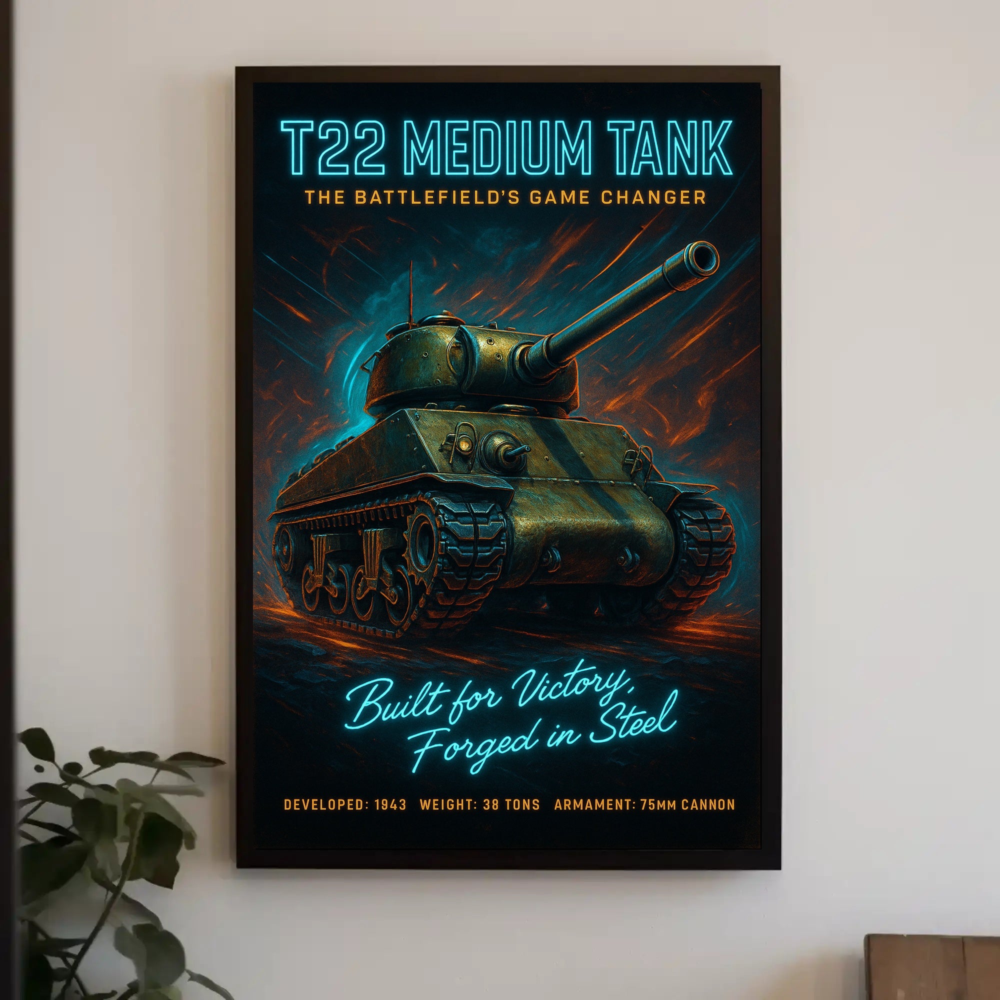 T22 Medium Tank The BattlefieldS Game Poster PosterGoat