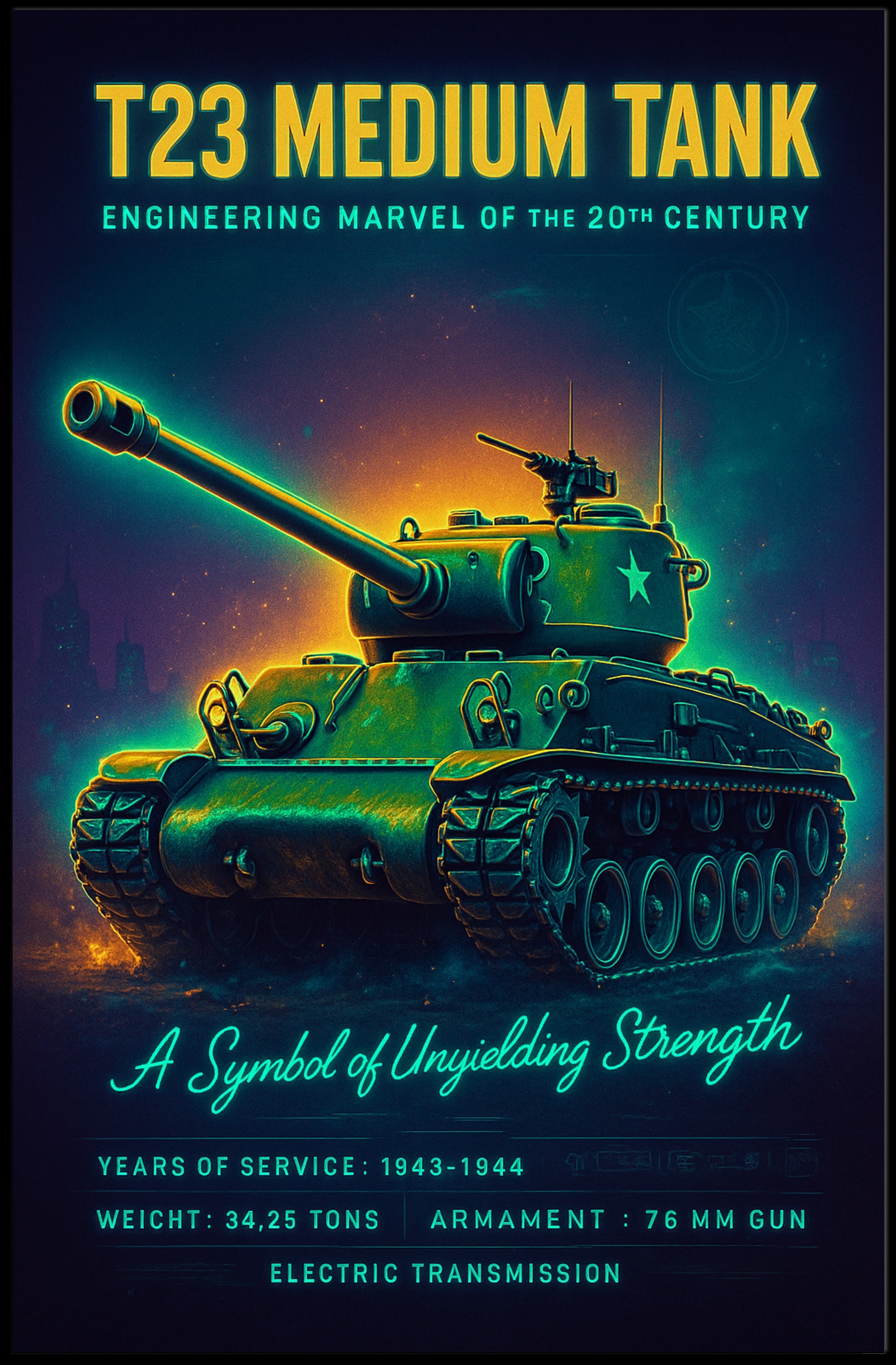 T23 Medium Tank Poster PosterGoat