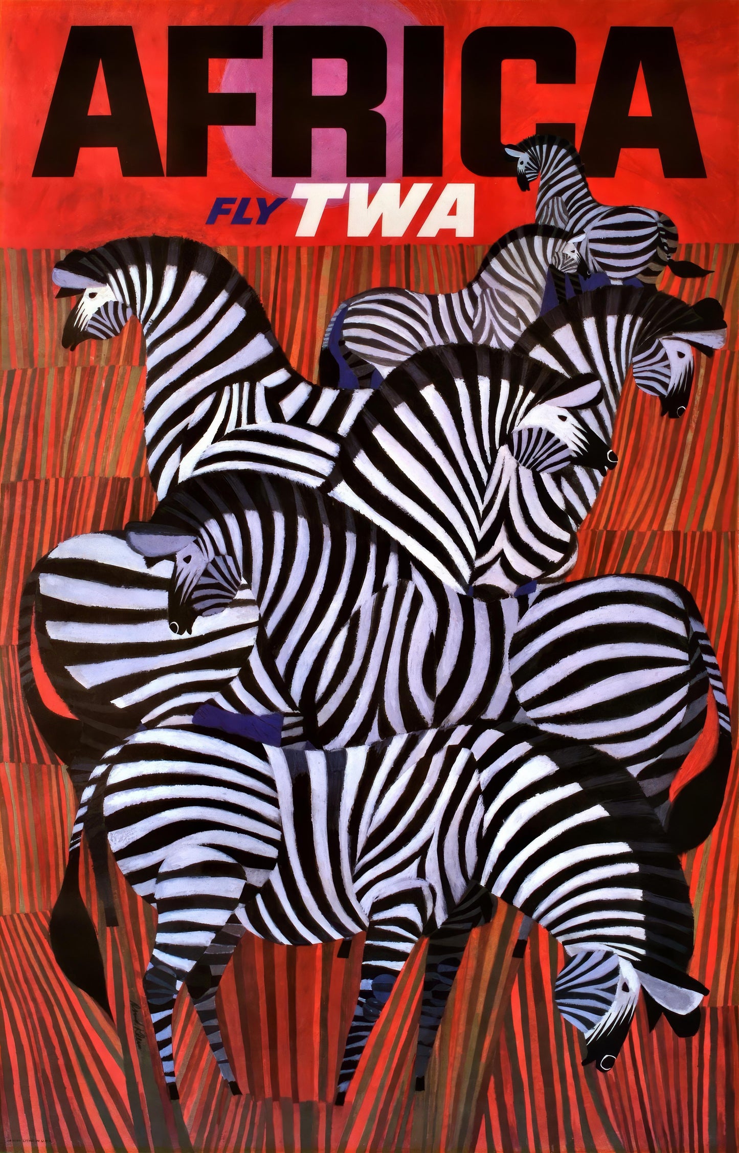 1960s AFrica - Fly TWA Vintage Style Travel Poster