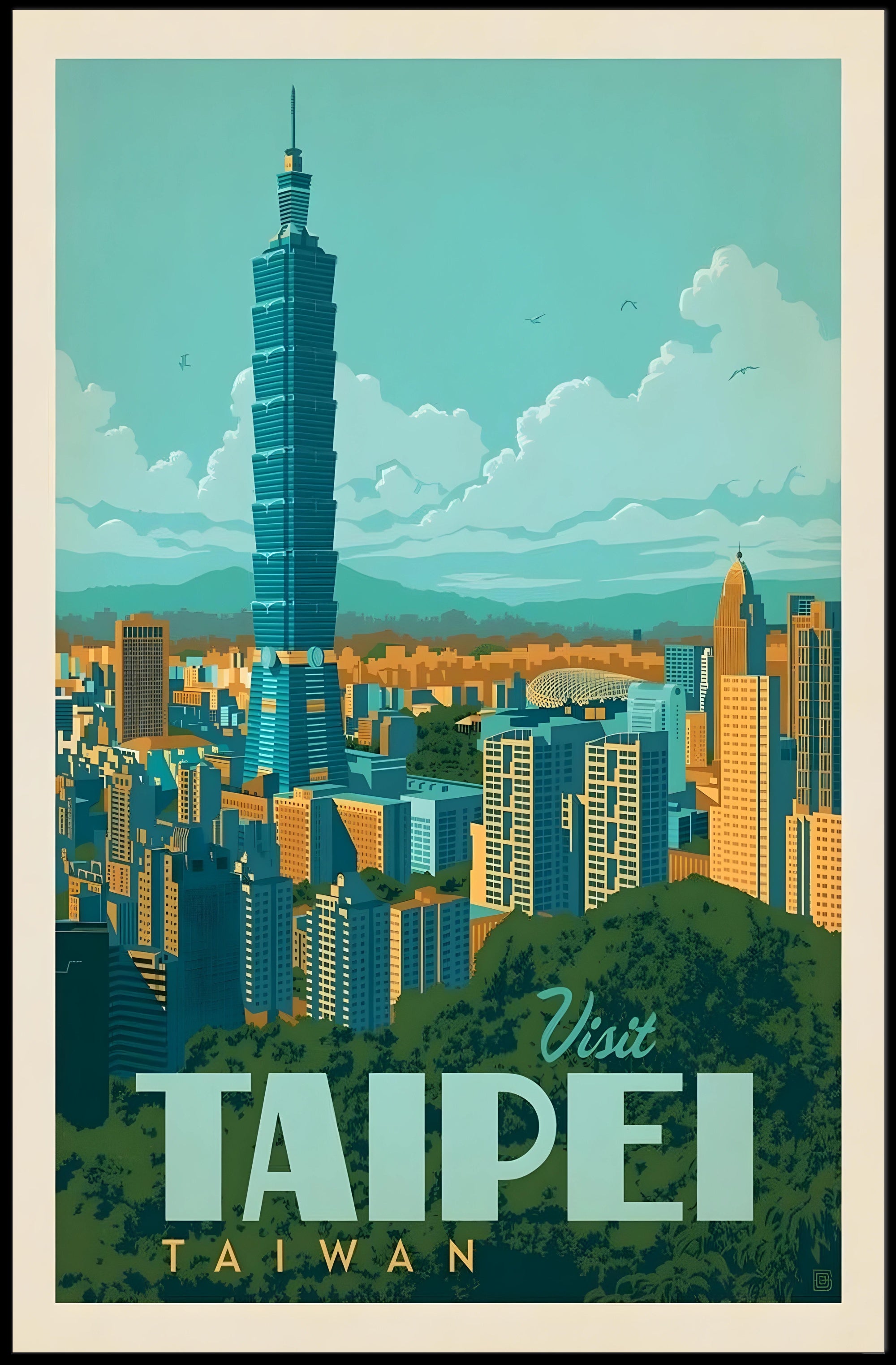 Taipei Taiwan Vintage Travel Poster PosterGoat