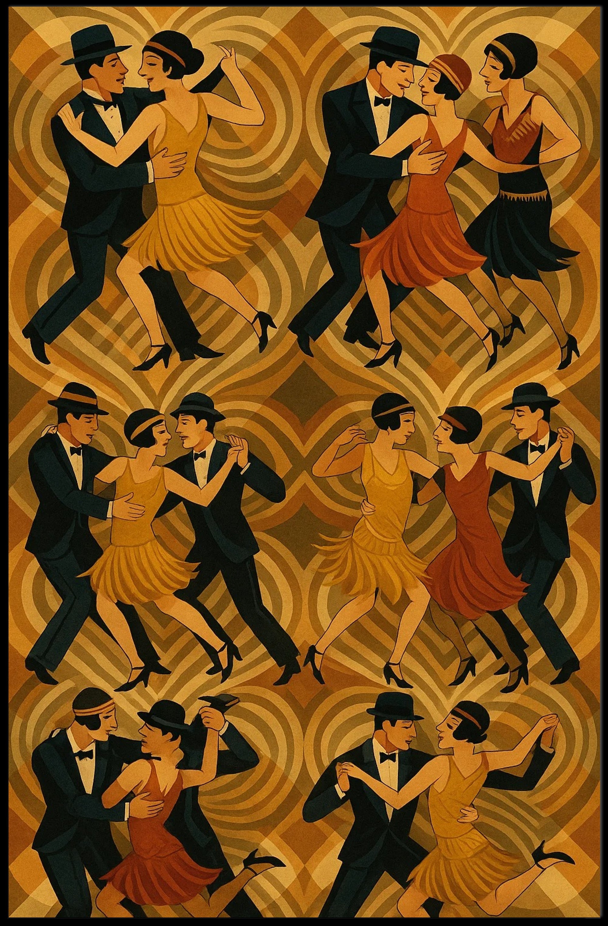 Tango Dancers Art Deco Style Cultural or Heritage Poster PosterGoat