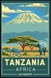 Tanzania Wildlife Adventure Travel Poster PosterGoat