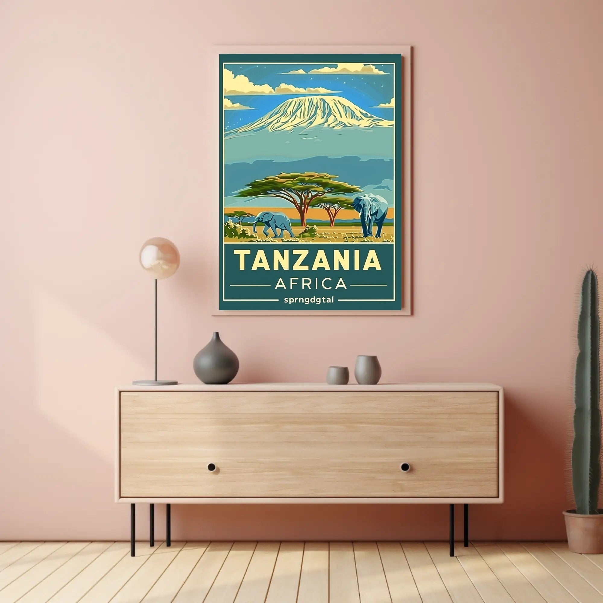 Tanzania Wildlife Adventure Travel Poster PosterGoat