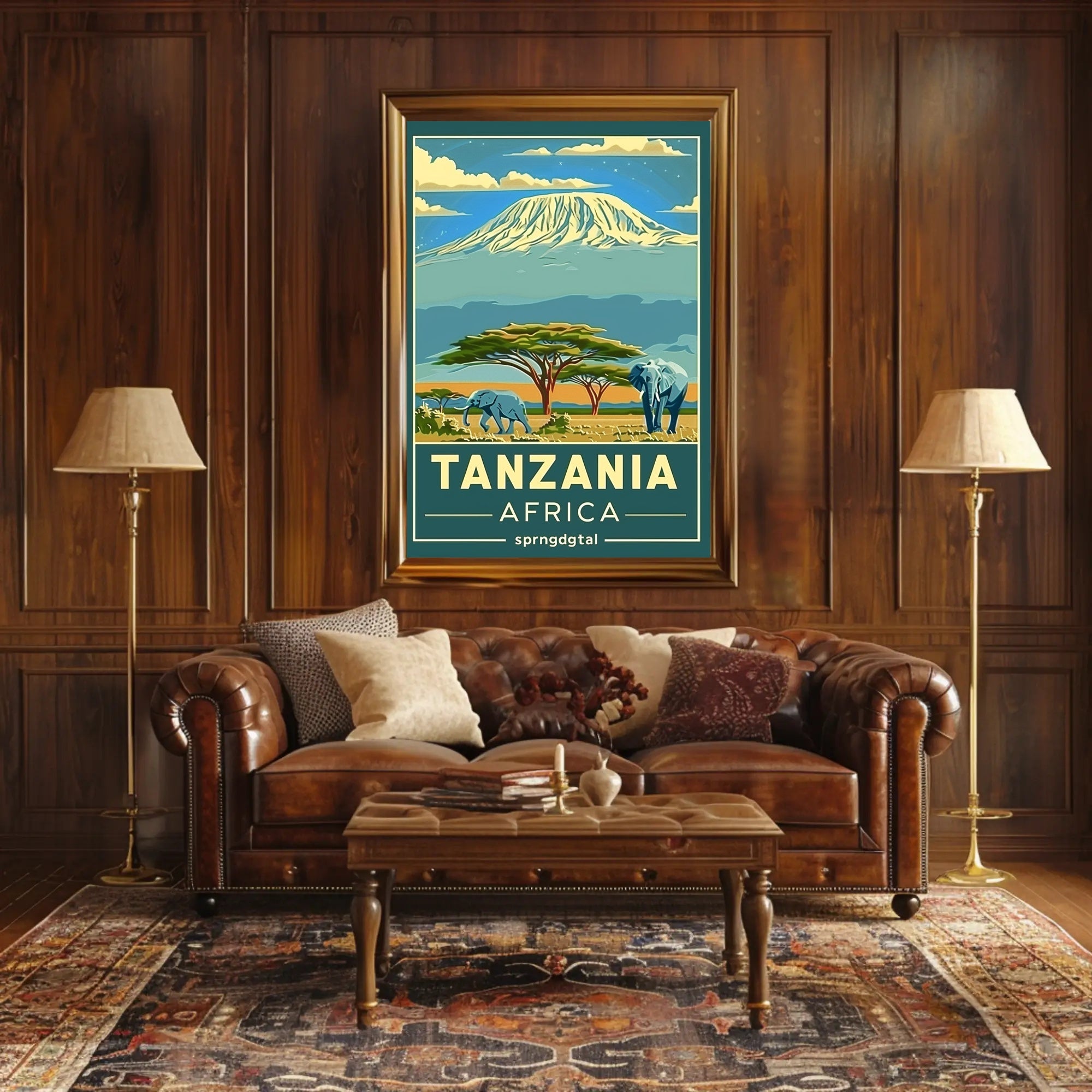 Tanzania Wildlife Adventure Travel Poster PosterGoat