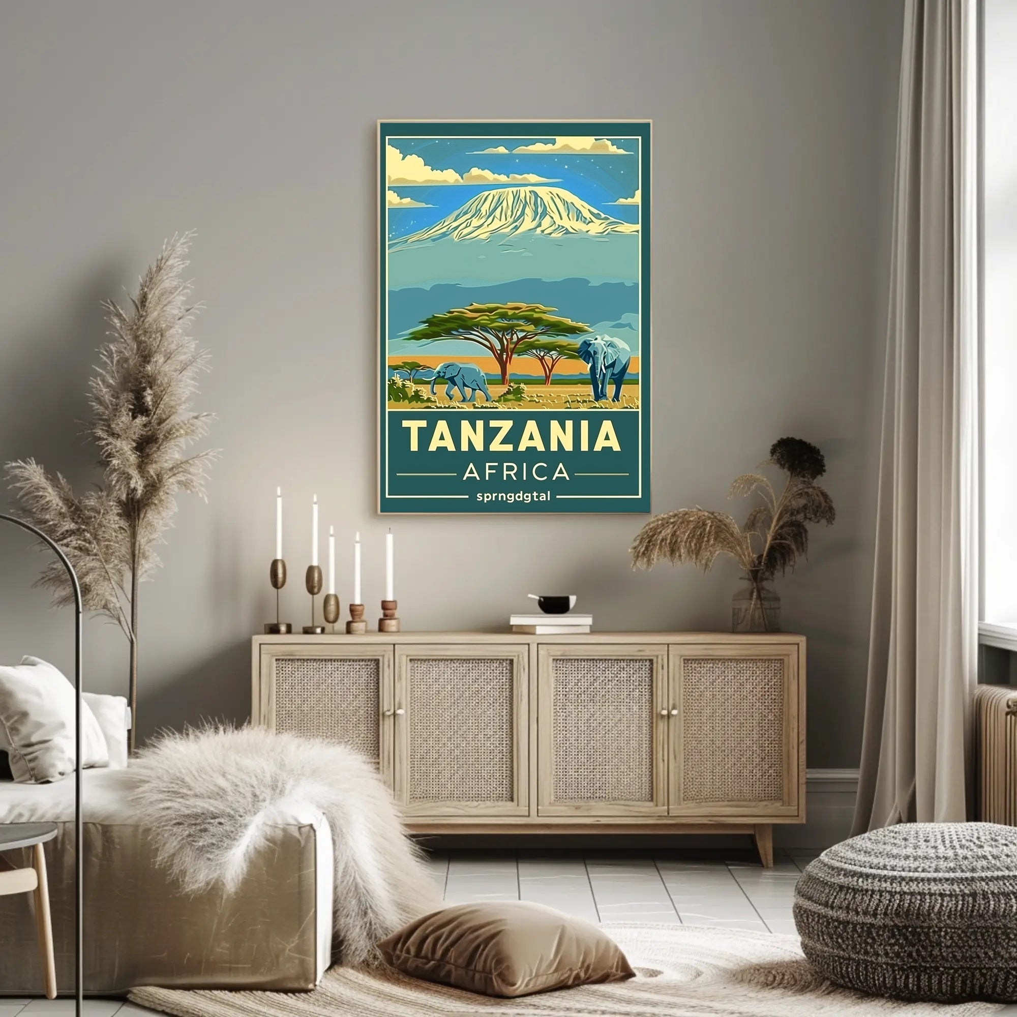 Tanzania Wildlife Adventure Travel Poster PosterGoat