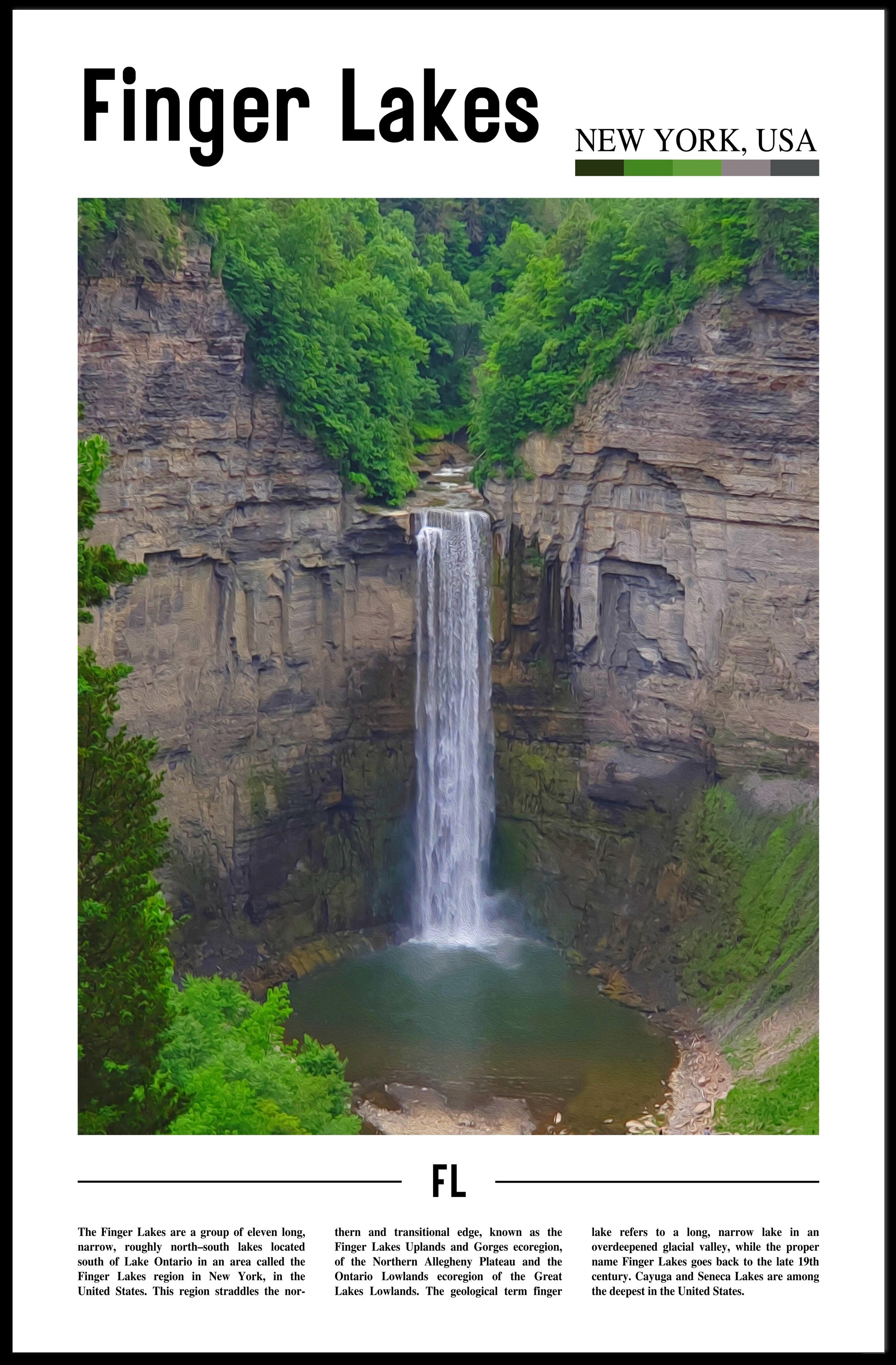 Taughannock Falls Scenic New York Travel Poster PosterGoat