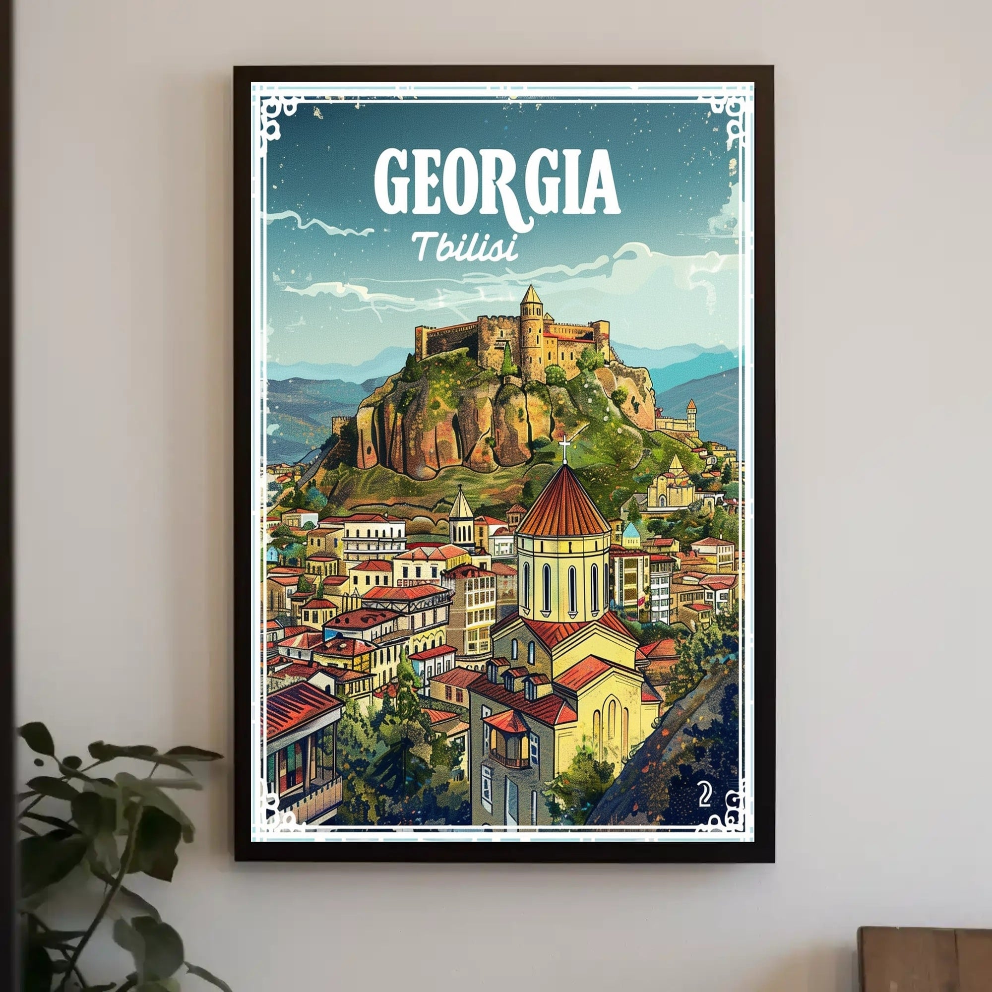 Tbilisi Skyline Illustrative Design Urban or Cityscape Poster PosterGoat